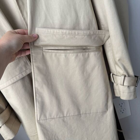 Coach 1941 Vintage Tan Single Breasted Belted Long Cotton + Leather Trench Coat - Picture 7 of 16
